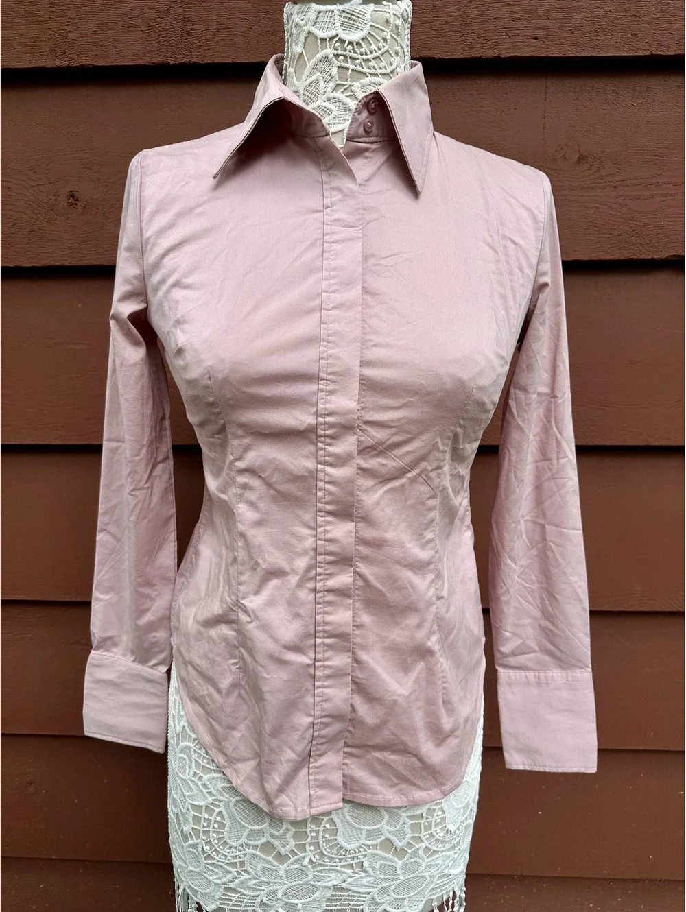 New York & Company Stretch Fitted Button Up Shirt